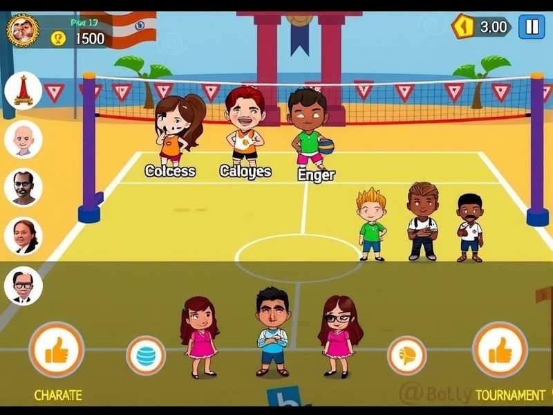 Bolly Volley Titans gameplay screenshot showing Indian-themed volleyball court