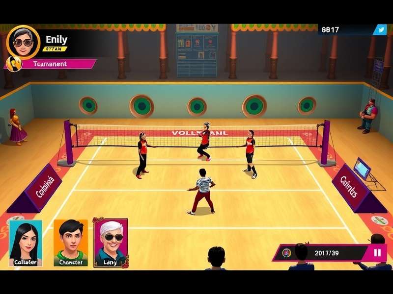 Bolly Volley Titans character selection screen showing diverse Indian avatars